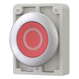 Drukknop 30mm vlak rood "O" terugverend