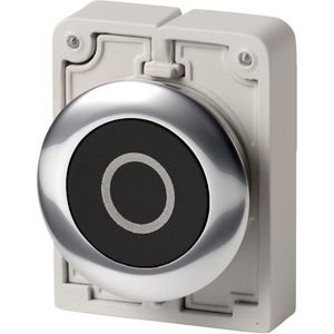 Drukknop 30mm vlak zwart "O" terugverend