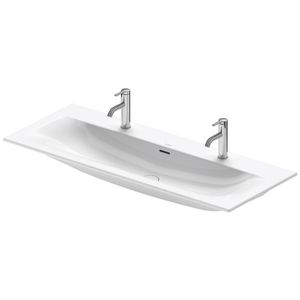 VIU #234412 wastafel 1230mm wit met 2 kraangaten met overloop