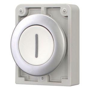 Drukknop 30mm vlak wit "I" terugverend