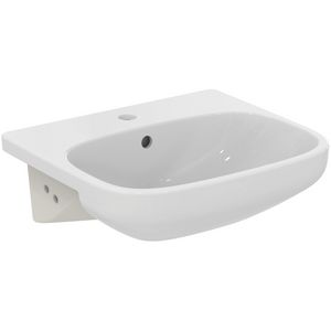 Halfinbouw wastafel I.LIFE-A 50x40cm met kraangat + overloop wit Ideal Plus