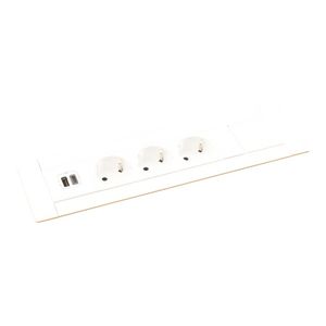 Bureau aansluitunit wand wit 8 mod. 3 WCD + 1 USB Multilink