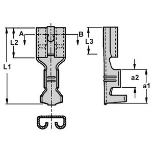Kist a 100st. Ongeisol. vlaksteker F-krimp 9,5x0,8mm 4,0-6,0