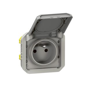 Wandcontactdoos 1-voudig PA steek mechanisme grijs Plexo