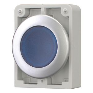 Signaaldrukknop 30mm vlak blauw terugverend
