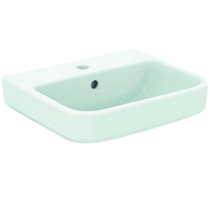 Fontein 450x380x160mm m. 1 kraangat m. overloop gl wit sg i.life b