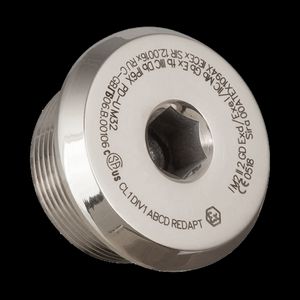 Afdichtplug dome head messing vernikkeld 1"NPT ATEX