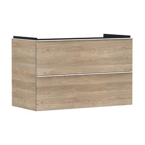 Onderkast Natural Oak 980x475mm 2x la greepkleur mat wit tbv wastafel Xelu Q 54033700