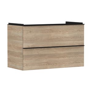 Onderkast Natural Oak 980x475mm 2x la tbv wastafel greepkleur mat zwart Xelu Q 54033670