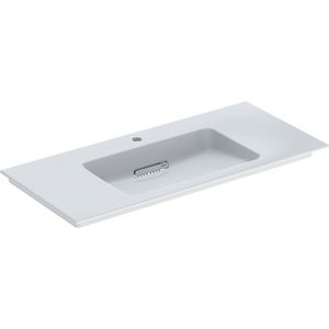 Meubelwastafel afleg L/R 105x48cm afvoer horizontaal met kraangat gecentreerd wit Keratect ONE incl. sifon
