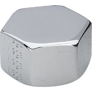 Afsluitkap messing chroom 1/2" bn. zeskant