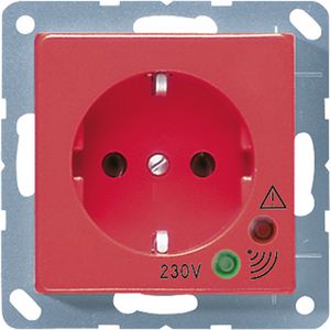 Wandcontactdoos rood met oversp- & ki.beveil. A500