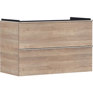 Onderkast Natural Oak 980x475mm 2x la tbv wastafel greepkleur chroom Xelu Q 54033000