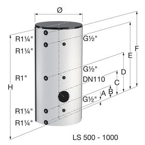 Buffervat LS 1000L met isolatie wit