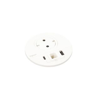 Wandcontactdoos wit +USB+stekker+snoer L0,5m. Disq80