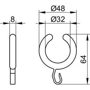 Set a 10st. Plan gordijnring half open wit