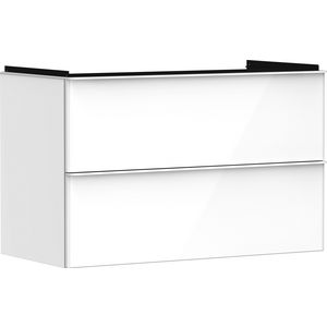 Onderkast wit hoogglans 980x475mm 2x la greepkleur mat wit tbv wastafel Xelu Q 54031700