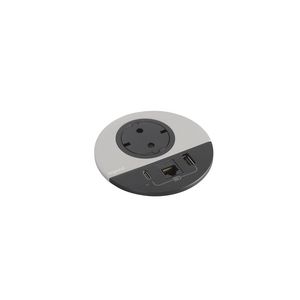 Wandcontactdoos ALU+ USB + RJ45 + Wiel.v Disq80