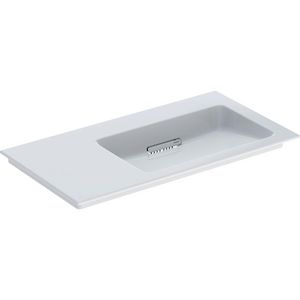 Meubelwastafel afvoer horizontaal afleg links 90x48cm zonder kraangat wit keratect ONE incl. sifon