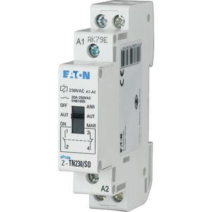 Installatierelais aan-auto-uit 230V 50Hz 20A 1NO+1NC VVE=2