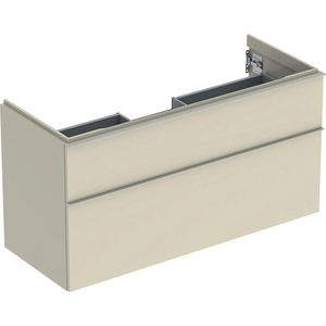 iCon wastafelonderkast 2x la 120cm zandgrijs hoogglans / greep zandgrijs mat