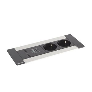 Bureau aansluitunit zwart 6 mod. 2 WCD + USB 30W Multilink