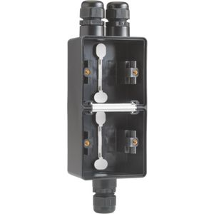 Spuitwaterdichte dubb. V opb.doos 1x2-voudig /1 enkel M20 zw