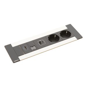 Bureau aansluitunit ALU zwart 8 mod. 2WCD+USB+RJ45 Multilink