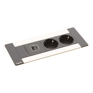 Bureau aansluitunit alu.zwart 6 mod. 2 WCD + USB Multilink