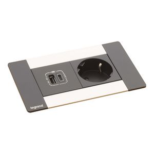 Bureau aansluitunit alu.zwart 4 mod. 1 WCD + USB Multilink