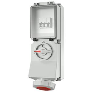 Wandcontactdoos 32A 4-polig  6H 400V IP67 DUO + autom.