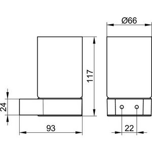 Plan glashouder met glas chroom
