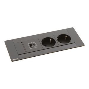 Bureau aansluitunit zwart 6 mod. 2 WCD + USB Multilink