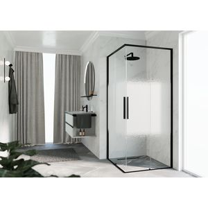 Schuifdeur RIGA A 1075-1090x2000mm Rose-1 motief profiel zwart