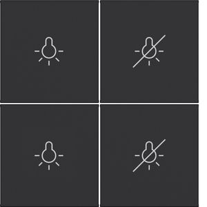 Afdekking KNX taster 4-v licht aan/uit A.x/C.x zwart mat