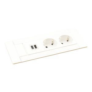 Bureau aansluitunit wit 6 mod. 2 WCD + USB Multilink