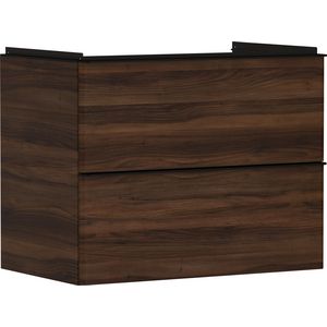 Onderkast Dark Walnut 780x475mm 2x la tbv wastafel greepkleur mat zwart Xelu Q 54030670
