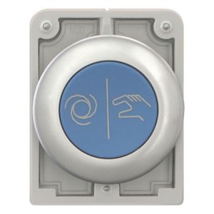 Drukknop 30mm vlak met tekst X217 terugverend