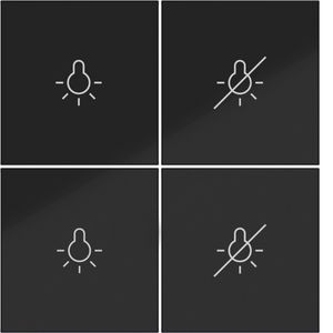 Afdekking KNX taster 4-v licht aan/uit A.x/C.x zwart gl.