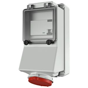 Wandcontactdoos 16A 4-polig  6H 400V IP44 + aardlek