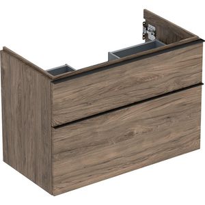 iCon wastafelonderkast 2x la 90cm noten hickory melamine / greep lava mat