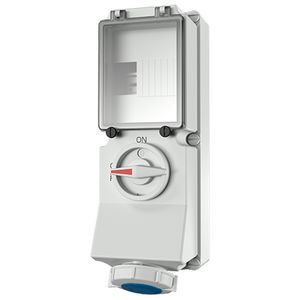 Wandcontactdoos 16A 3-polig  6H 230V IP67 DUO + rail