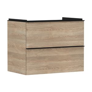 Onderkast Natural Oak 780x475mm 2x la tbv wastafel greepkleur mat zwart Xelu Q 54029670