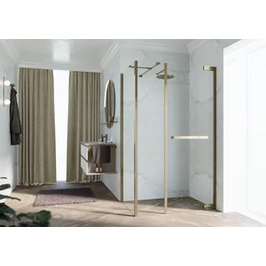Douchedeur met vast paneel N180 type GFL 100 bereik 990-1020x2000mm helder glas brushed bronze