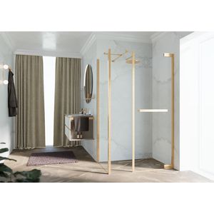 Douchedeur met vast paneel N180 type GFL 100 bereik 990-1020x2000mm helder glas brushed gold
