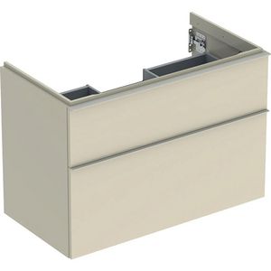 iCon wastafelonderkast 2x la 90cm zandgrijs hoogglans / greep zandgrijs mat