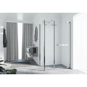 Douchedeur met vast paneel N180 type GFL 100 bereik 990-1020x2000mm helder glas chroom