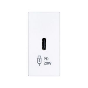 USB-C inbouwmodule 20W PD/QC wit 22,5x45mm