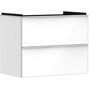Onderkast wit hoogglans 780x475mm 2x la greepkleur mat wit tbv wastafel Xelu Q 54027700