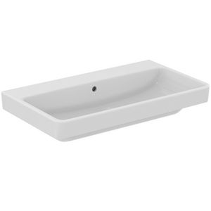 Wastafel I.LIFE B VANITY 820x475x160mm in glanzend wit afwerking, zonder kraangat, met overloop